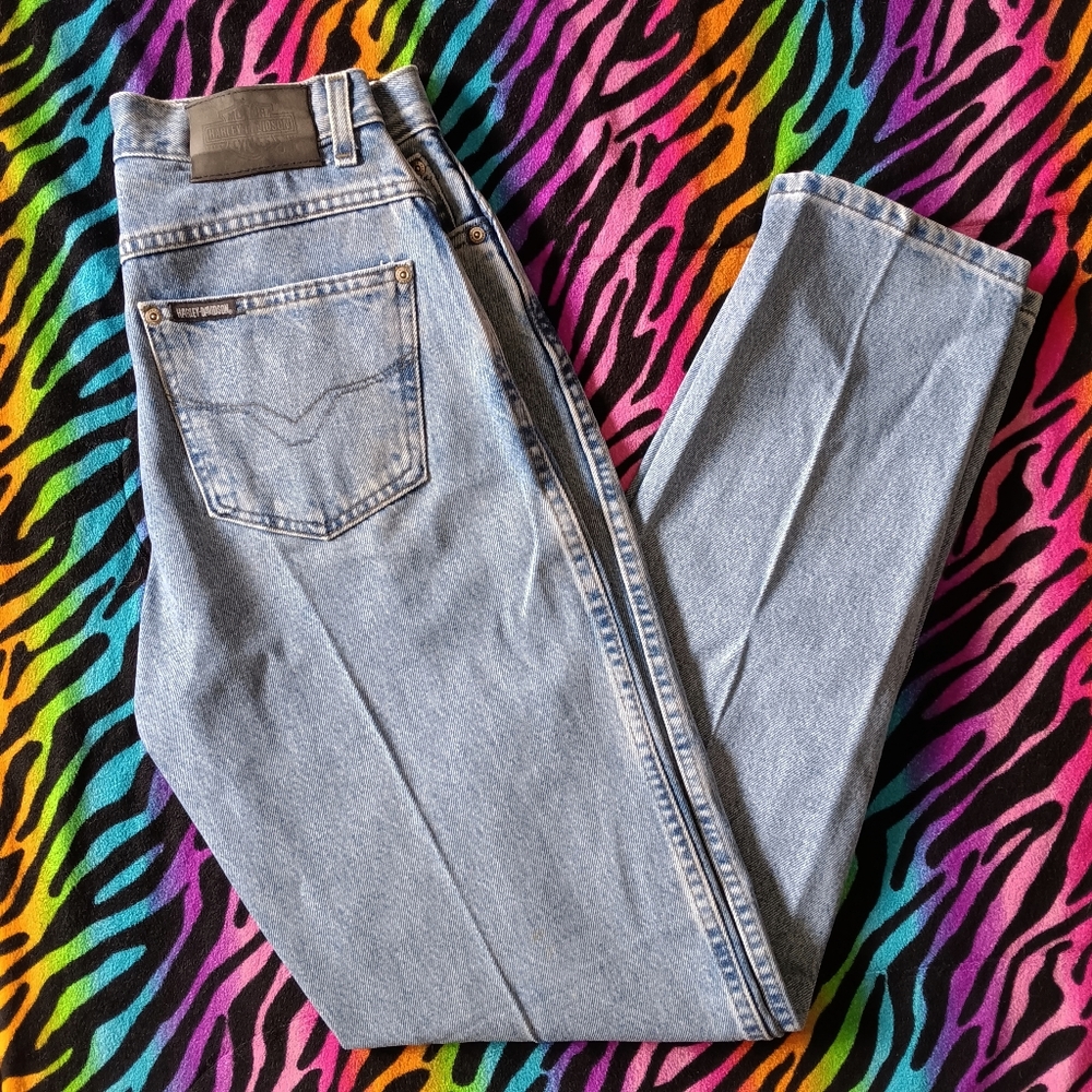 🖤🧡 Vintage Y2K Harley Davidson Classic Straight Leg Jeans 10 Long Biker Light